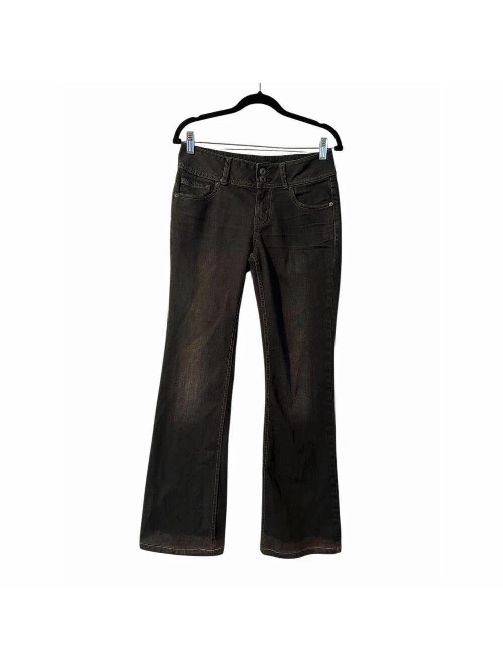 London Jean Jeans Womens Size 4 Black Washed Low Rise Flared Stretch Y2K